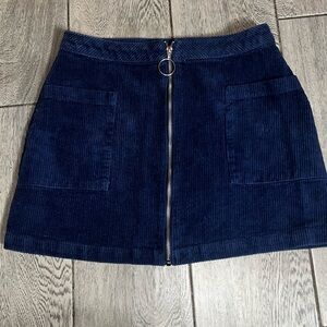 Blue Rain Navy Corduroy Zip Mini
Skirt #L0015